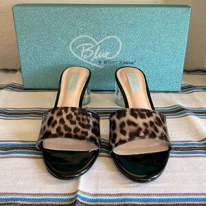 Blue by Betsey Johnson Black & Leopard Sandals with Clear Heel